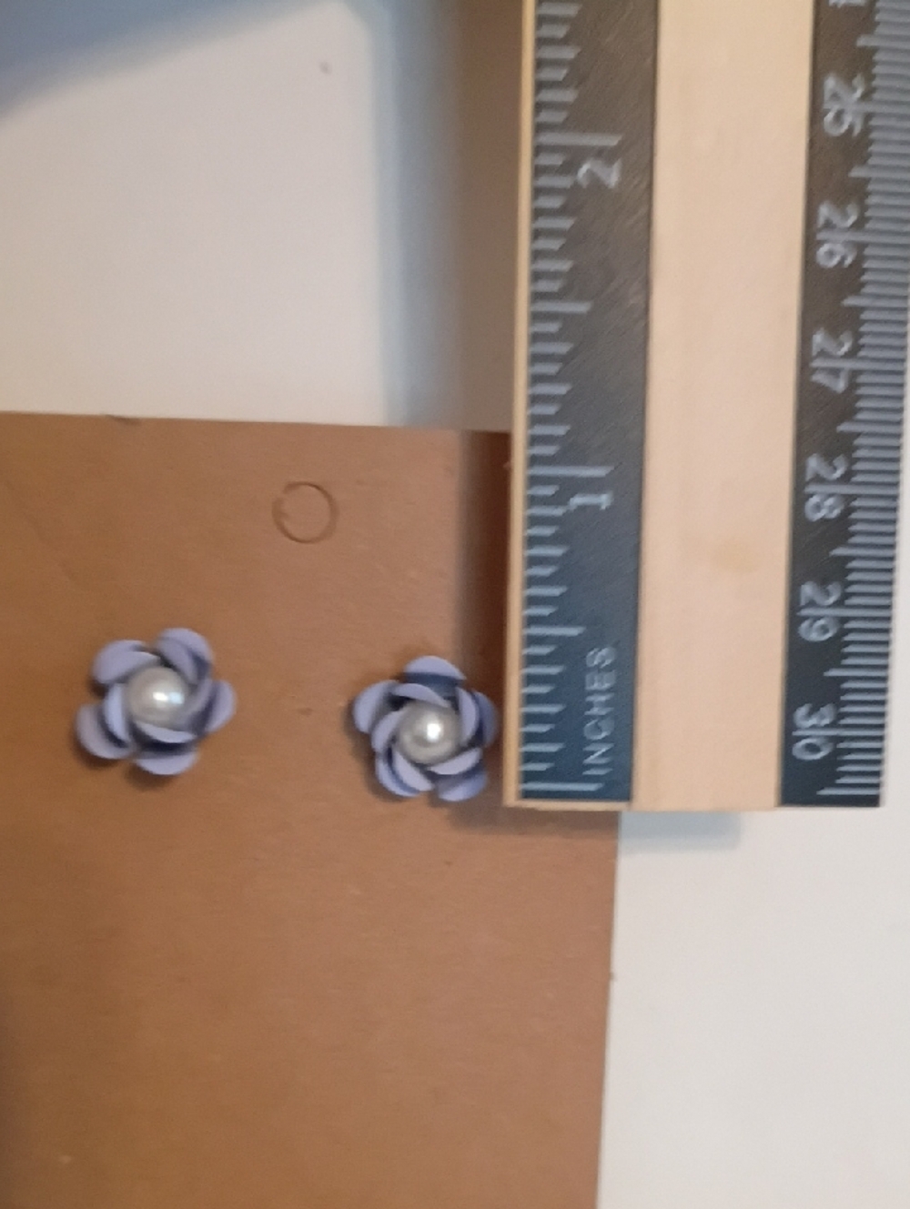Double Sided Flower Pearl Stud Earrings Lavender Front Back Statement Earrings - Picture 6 of 7
